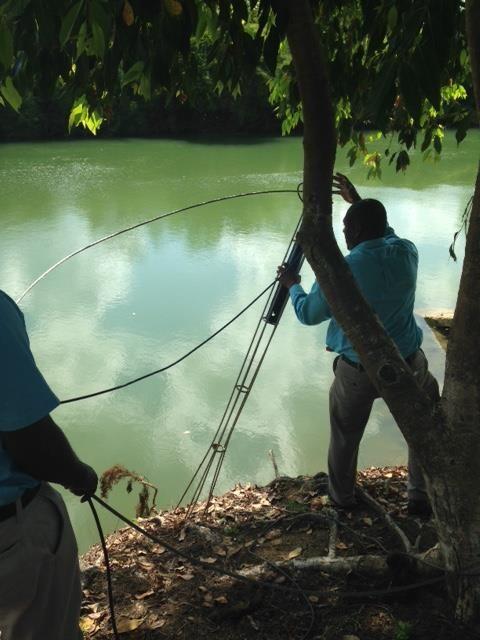 Coastal Zone Management Authority and Institute (CZMAI) removing a logger from the Belize River near Belize City. 
